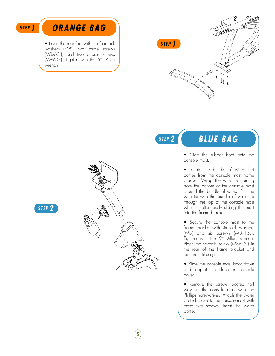 Orange bag, Blue bag | Vision Fitness R2600iNetTV User Manual | Page 5 / 8