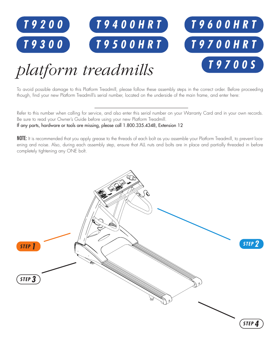 Platform treadmills | Vision Fitness T9400HRT User Manual | Page 2 / 8