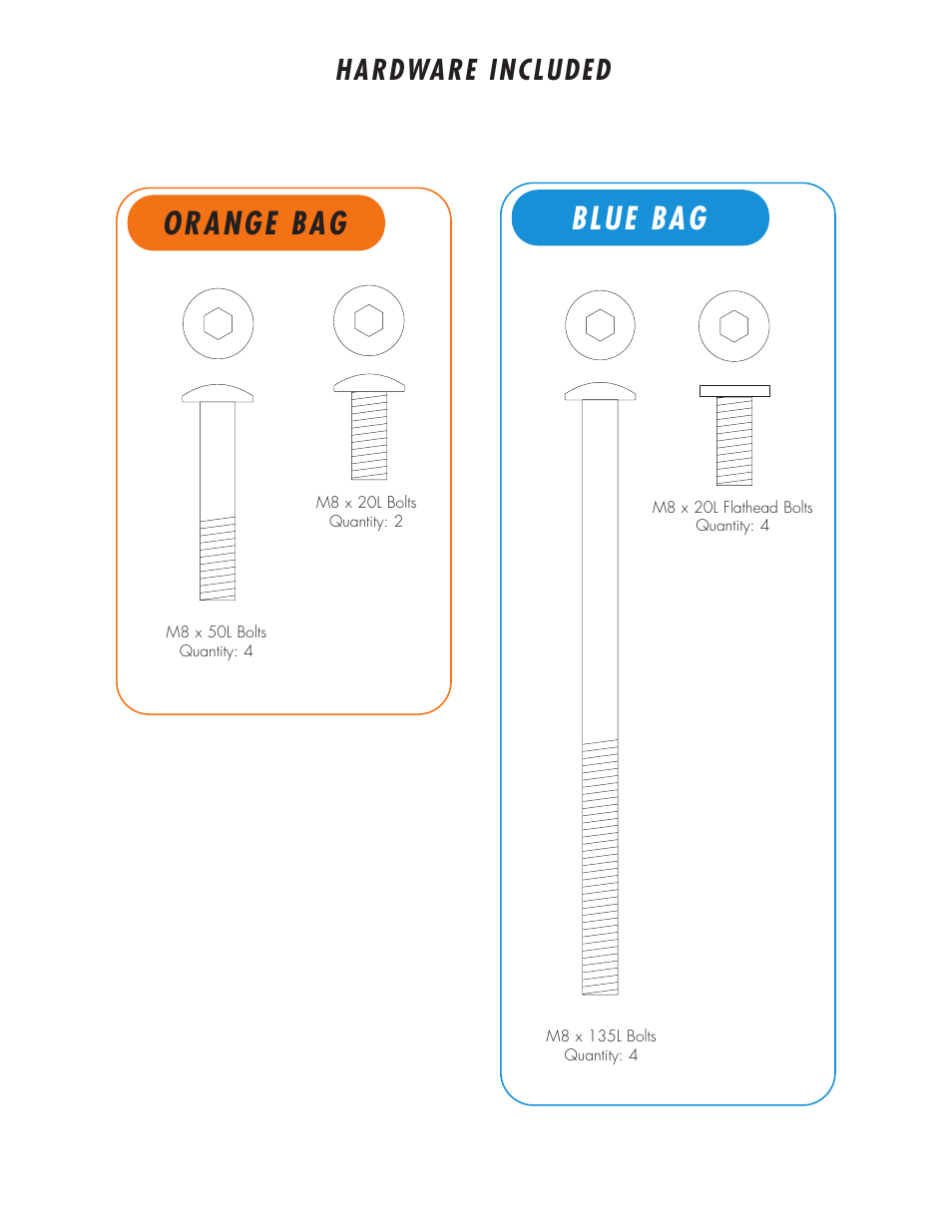 Orange bag blue bag, Hardware included | Vision Fitness T9400HRT User Manual | Page 4 / 8