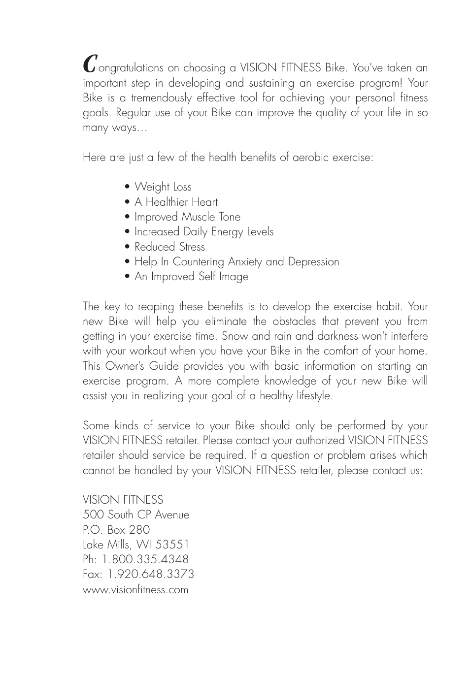 Vision Fitness E3200HRT User Manual | Page 4 / 60