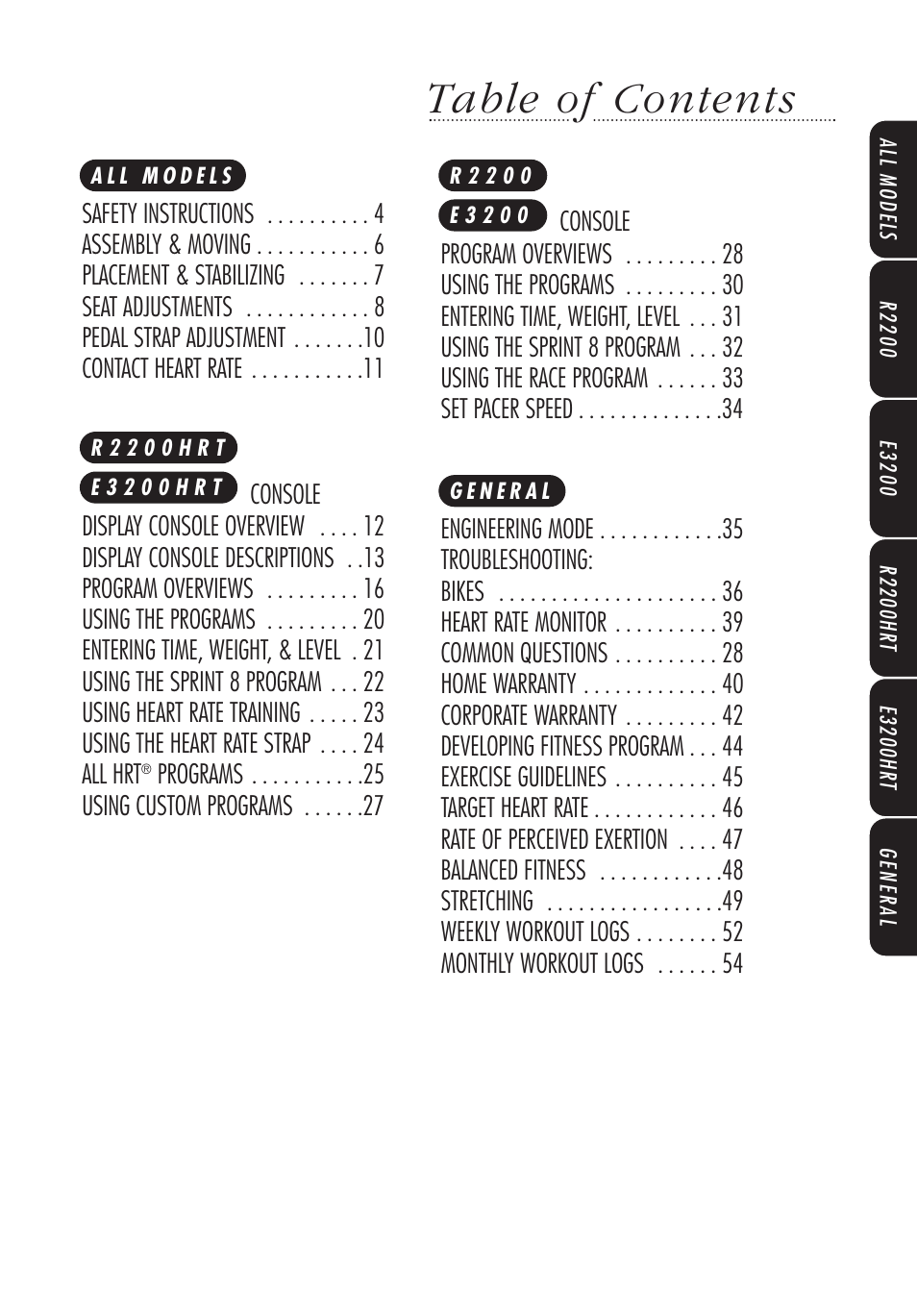 Vision Fitness E3200HRT User Manual | Page 5 / 60