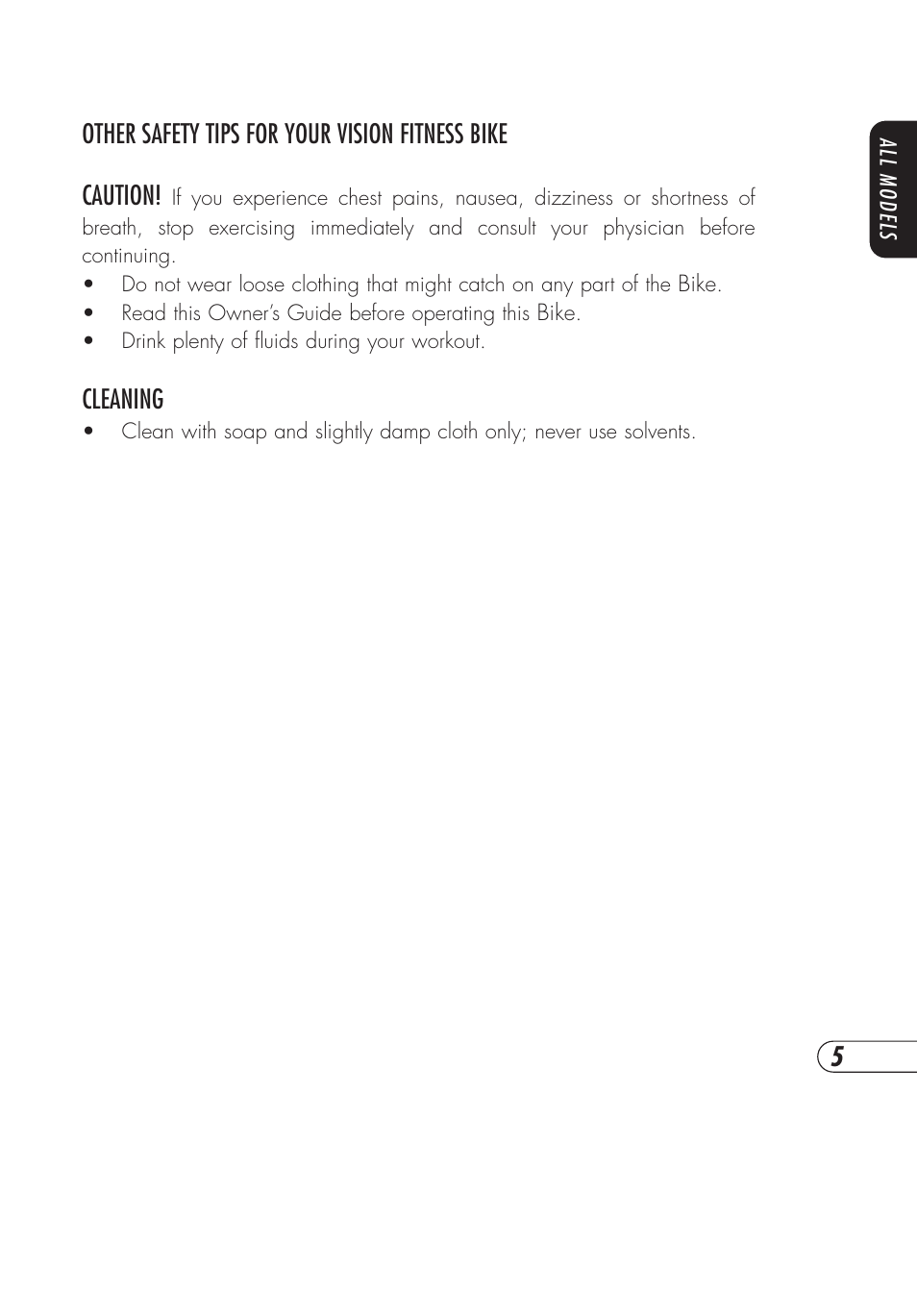Cleaning | Vision Fitness E3200HRT User Manual | Page 9 / 60