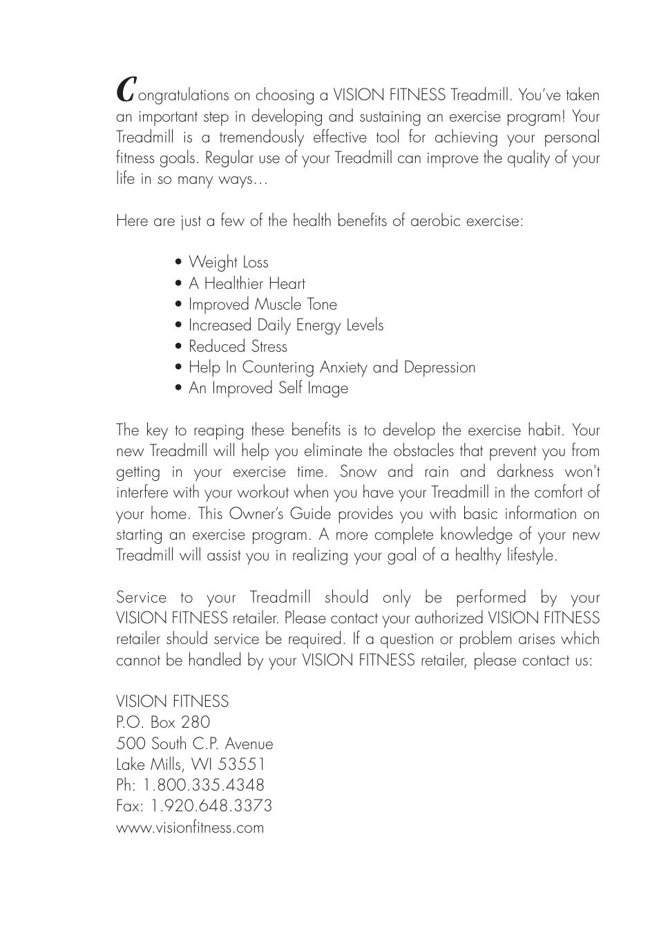 Vision Fitness T9500HRT Ortho User Manual | Page 4 / 56