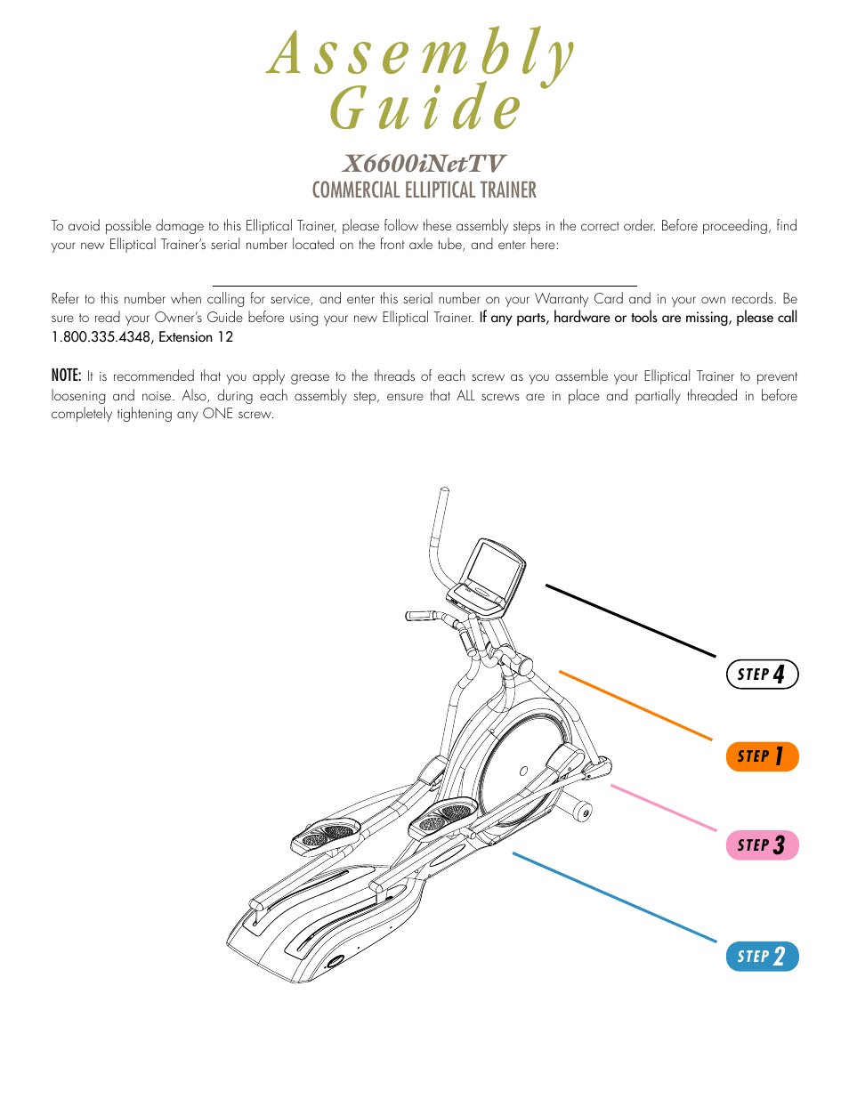 Vision Fitness X6600iNetTV User Manual | Page 2 / 7