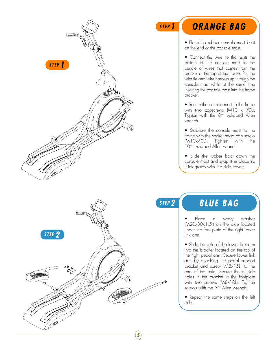 Orange bag, Blue bag | Vision Fitness X6600iNetTV User Manual | Page 5 / 7