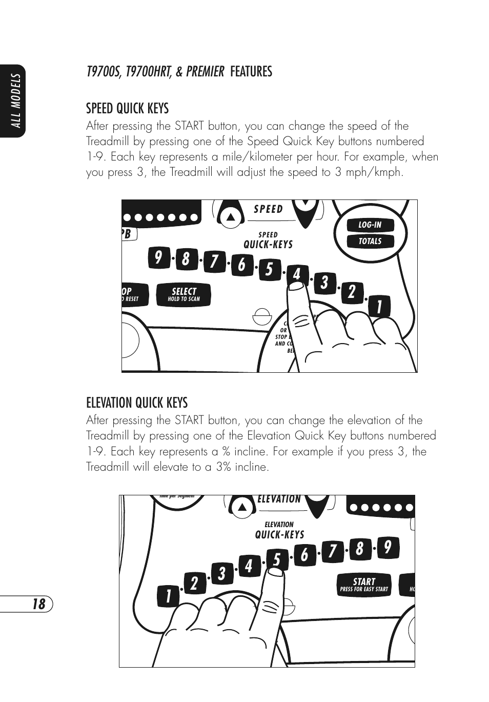 Elevation quick keys | Vision Fitness T9700 Series User Manual | Page 22 / 80