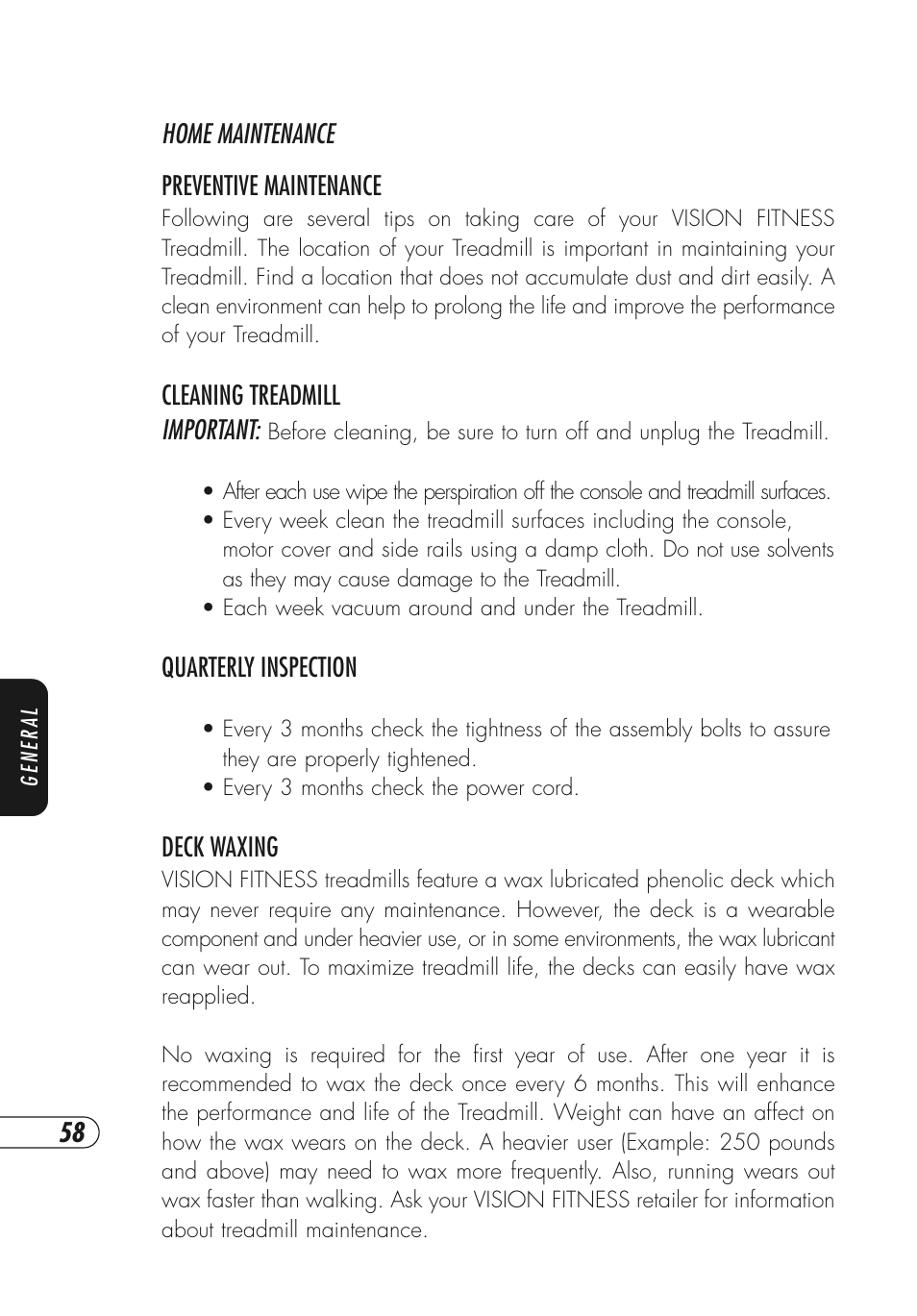 Vision Fitness T9700 Series User Manual | Page 62 / 80