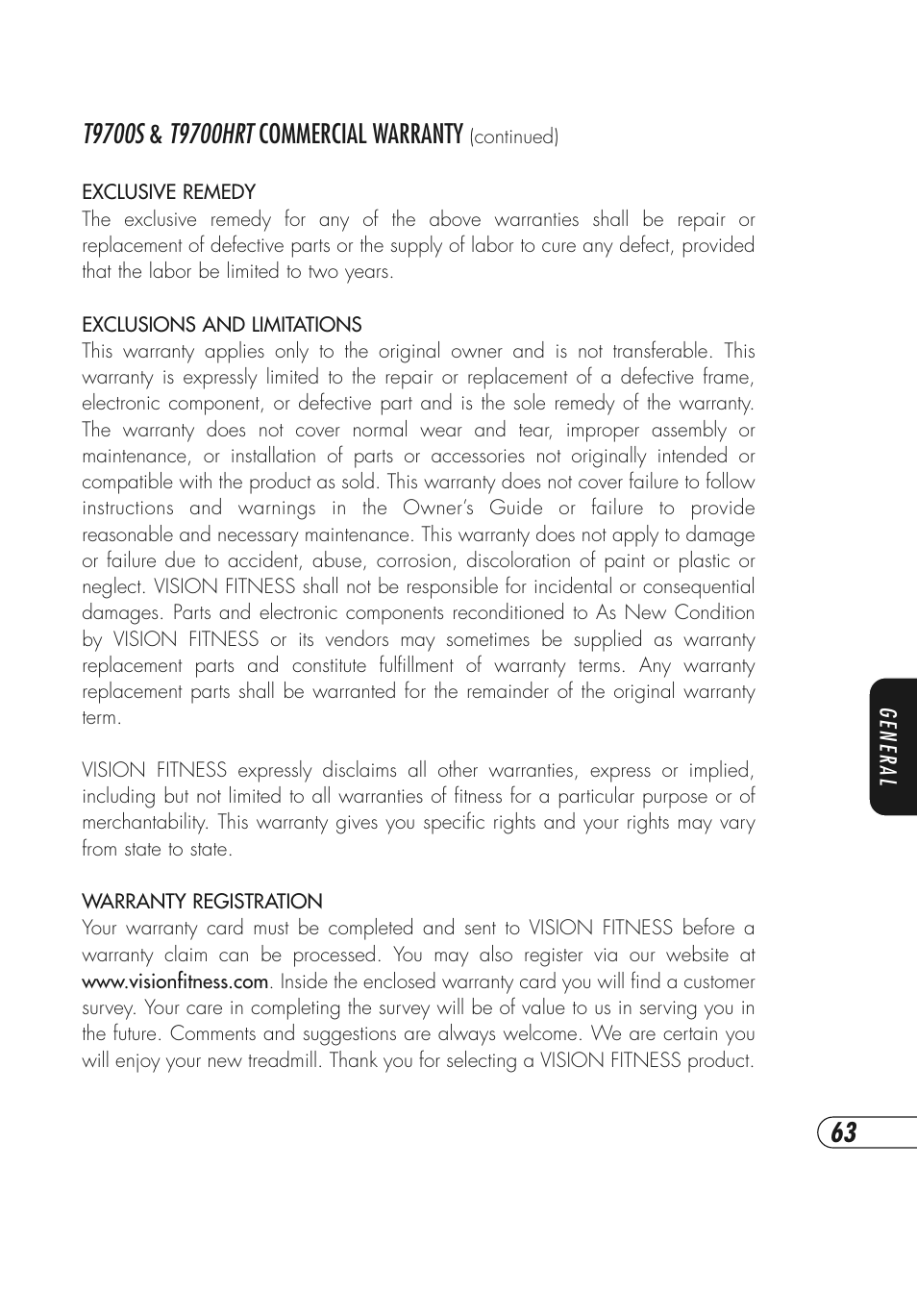 Vision Fitness T9700 Series User Manual | Page 67 / 80