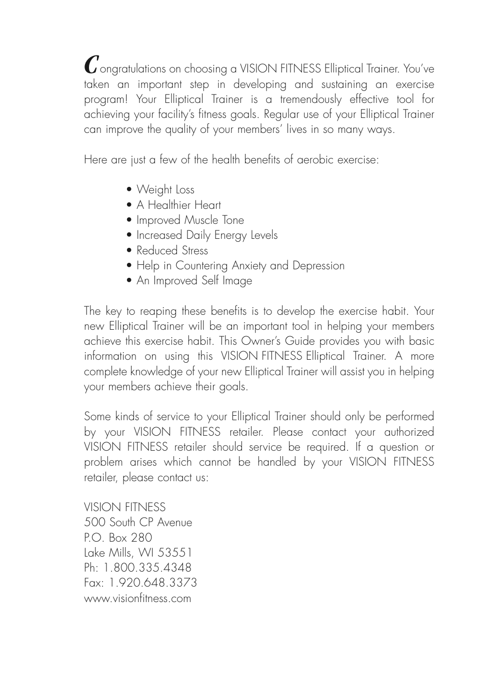 Vision Fitness X6600HRT User Manual | Page 4 / 52
