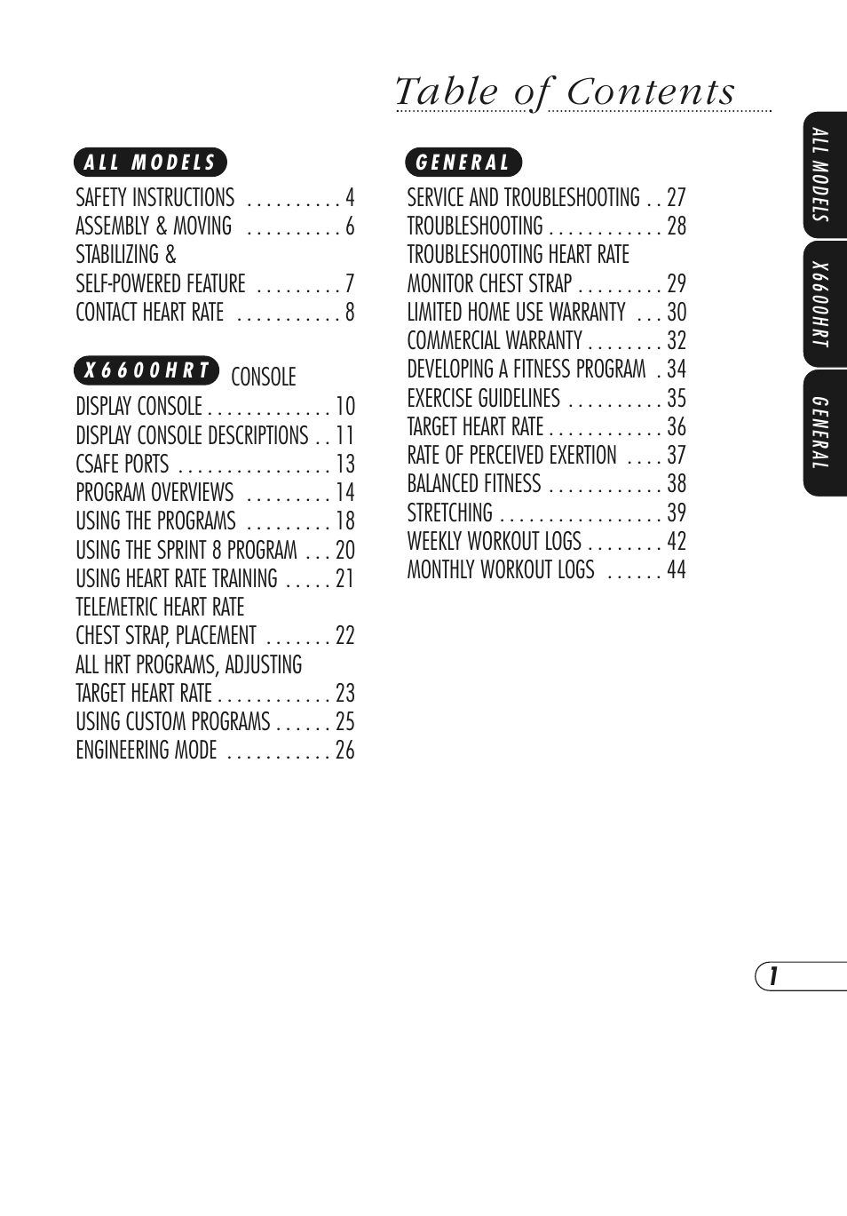 Vision Fitness X6600HRT User Manual | Page 5 / 52