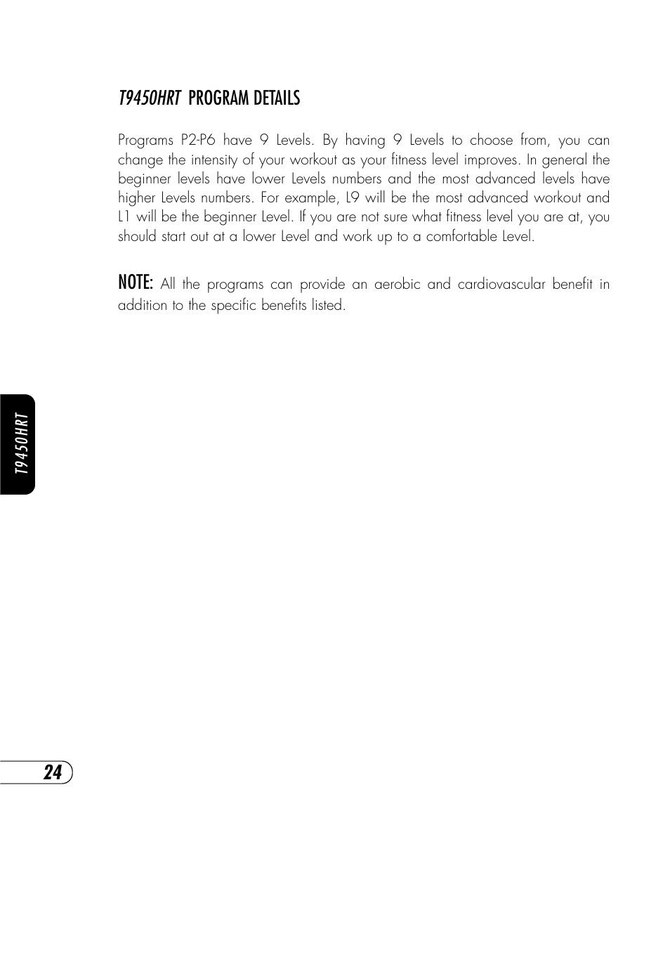 T9450hrt program details | Vision Fitness T9350 User Manual | Page 25 / 61