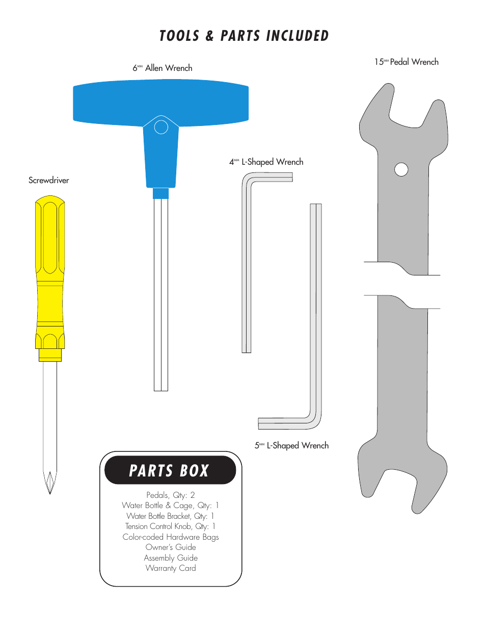 Parts box, Tools & parts included | Vision Fitness R2100 User Manual | Page 3 / 7