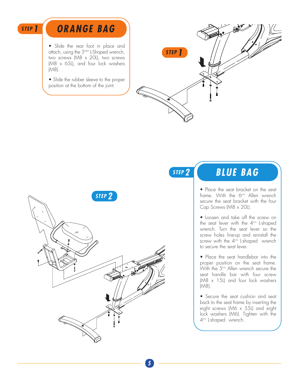 Orange bag, Blue bag | Vision Fitness R2100 User Manual | Page 5 / 7