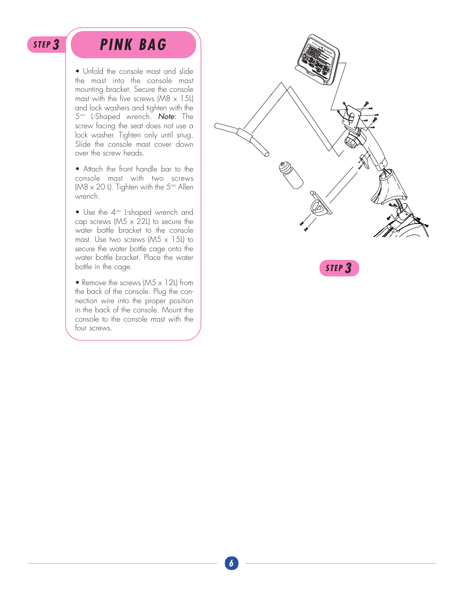 Pink bag | Vision Fitness R2100 User Manual | Page 6 / 7