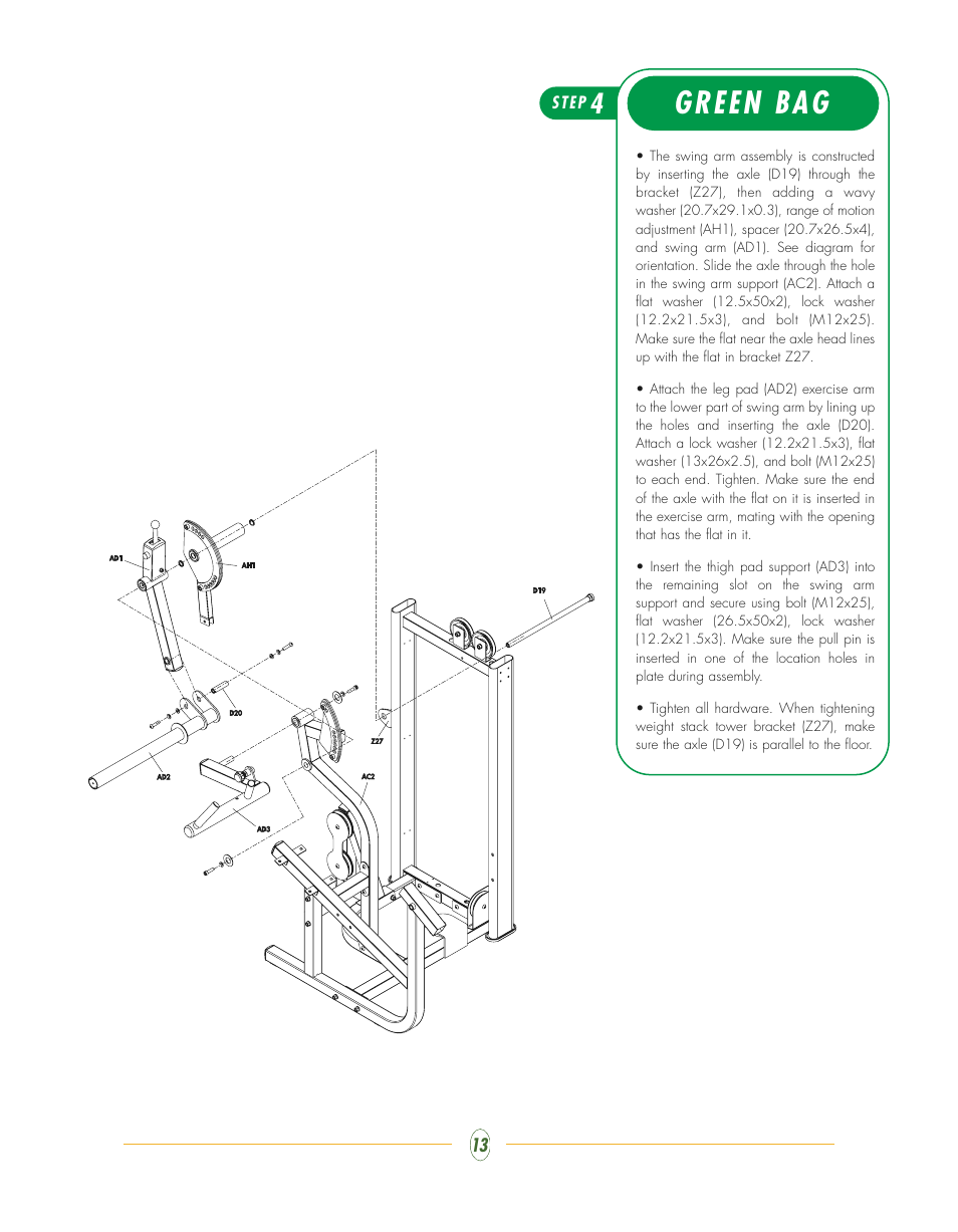 Green bag | Vision Fitness ST750 User Manual | Page 13 / 28