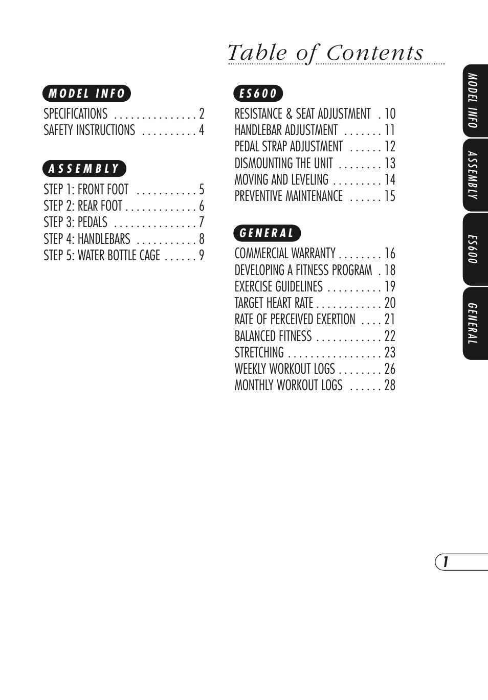 Vision Fitness ES600 User Manual | Page 5 / 36