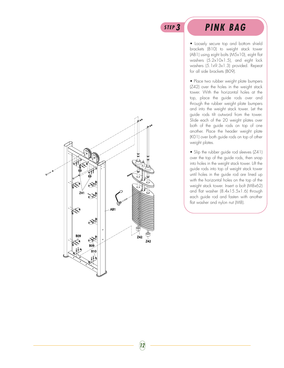 Pink bag | Vision Fitness ST760 User Manual | Page 12 / 28