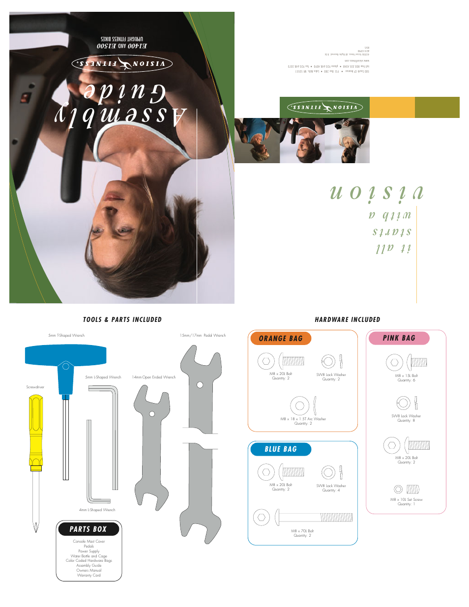 As se mb ly gu id e, Vi si on, St ar ts | Wi th a it a ll | Vision Fitness E1400 User Manual | Page 2 / 3