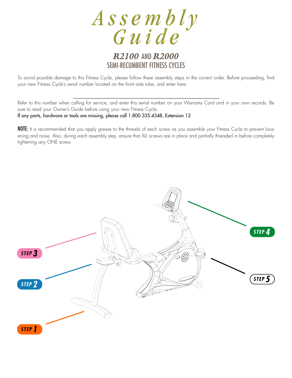 Vision Fitness R2000 User Manual | Page 2 / 8