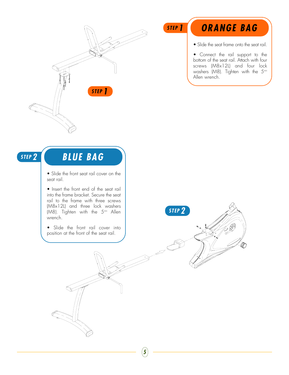 Orange bag, Blue bag | Vision Fitness R2000 User Manual | Page 5 / 8