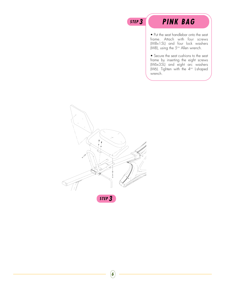 Pink bag | Vision Fitness R2000 User Manual | Page 6 / 8