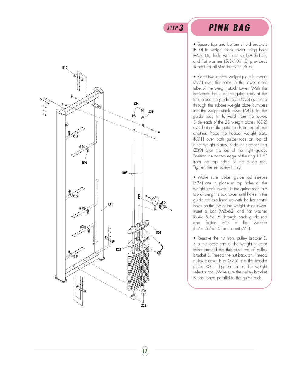 Pink bag | Vision Fitness ST730 User Manual | Page 11 / 28