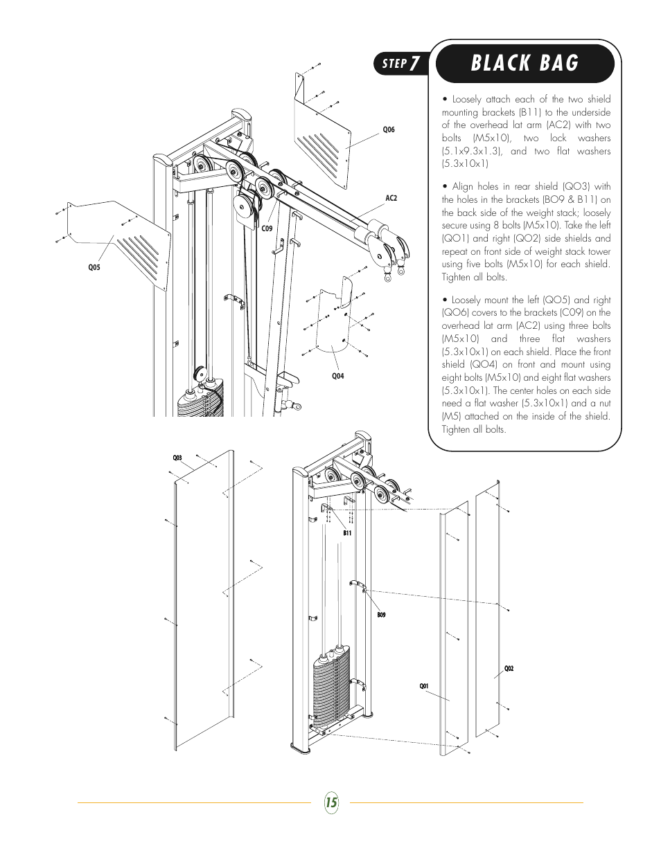 Black bag, Step | Vision Fitness ST730 User Manual | Page 15 / 28