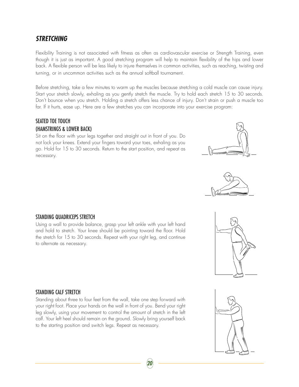 Stretching | Vision Fitness ST730 User Manual | Page 20 / 28