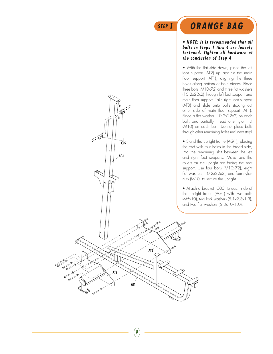 Orange bag | Vision Fitness ST730 User Manual | Page 9 / 28