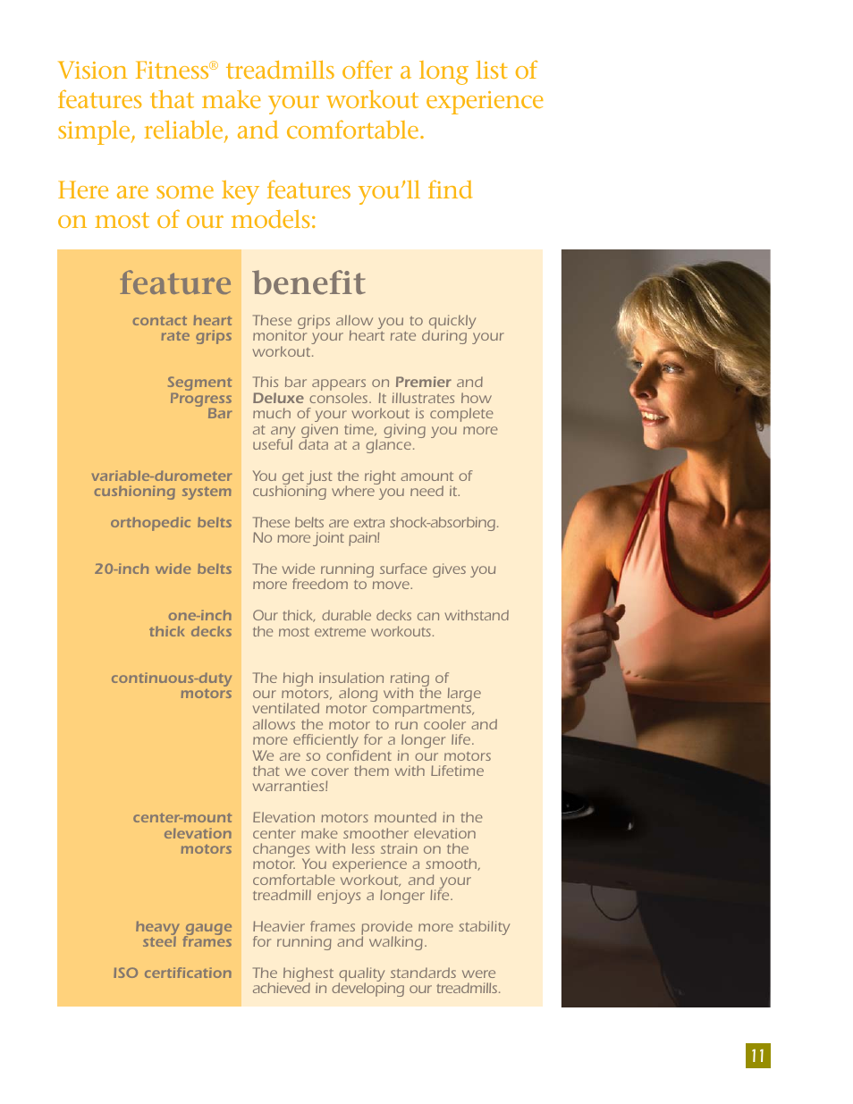 Benefit, Feature, Vision fitness | Vision Fitness T9250 User Manual | Page 13 / 16