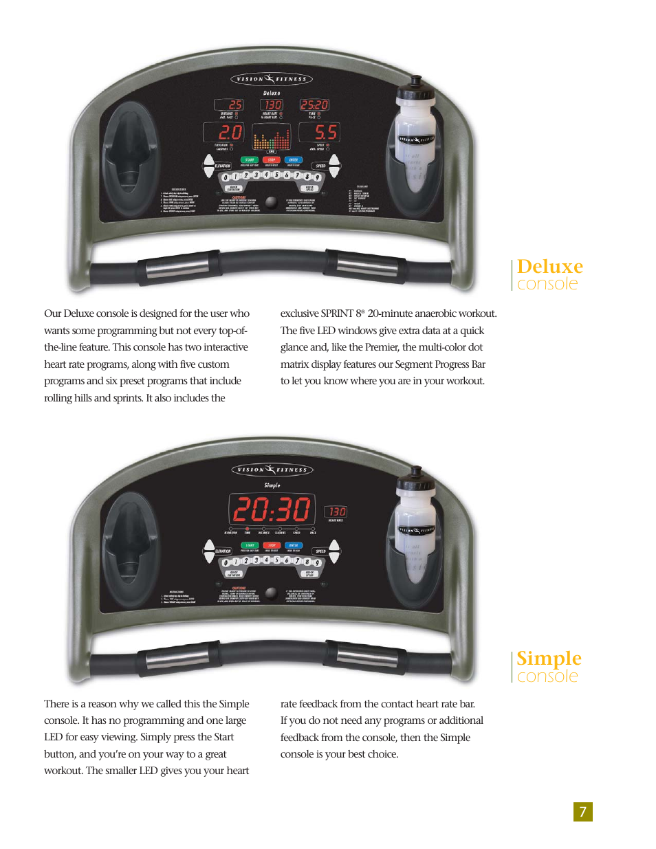 Deluxe console simple console | Vision Fitness T9250 User Manual | Page 9 / 16