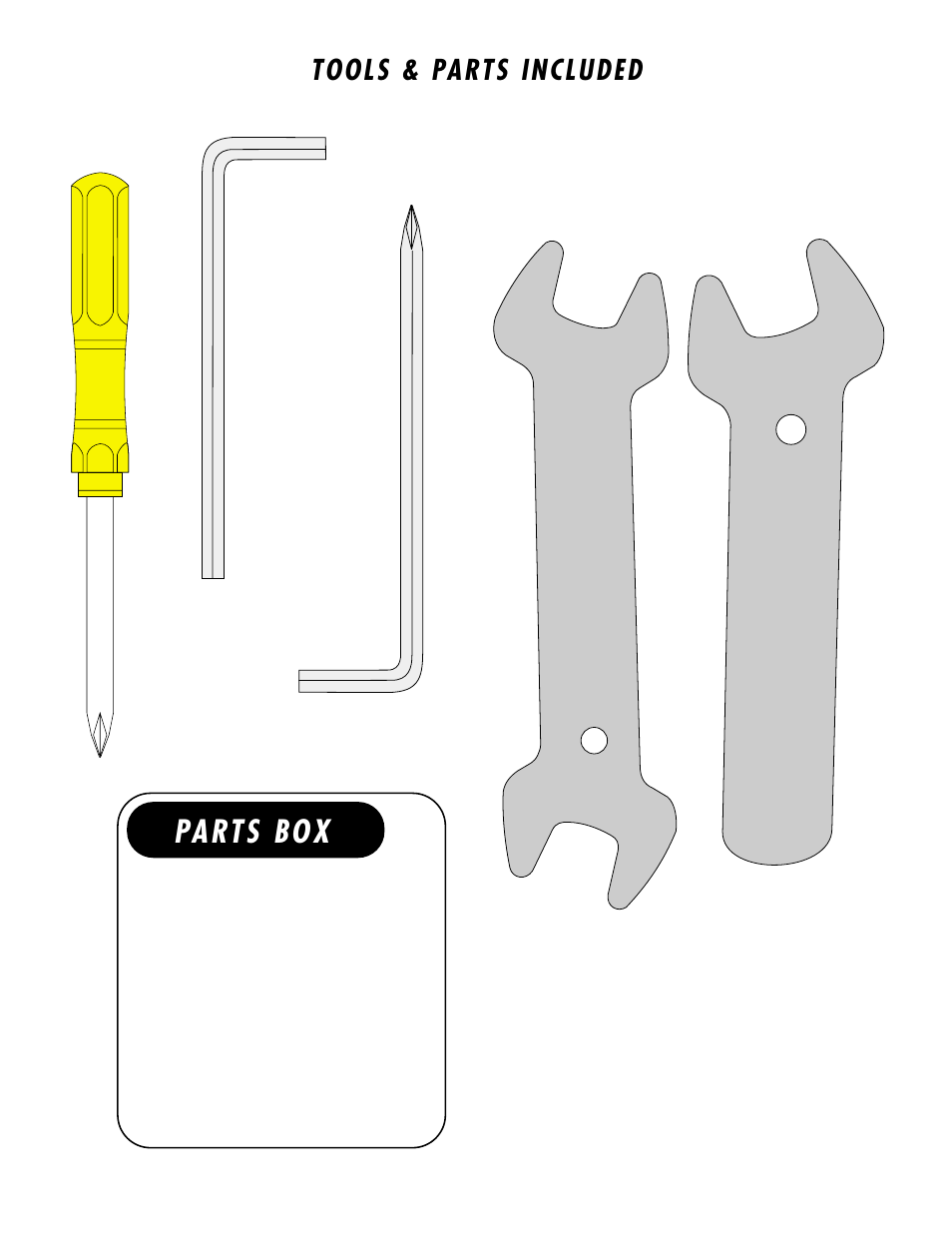 Parts box, Tools & parts included | Vision Fitness X6100 User Manual | Page 3 / 10