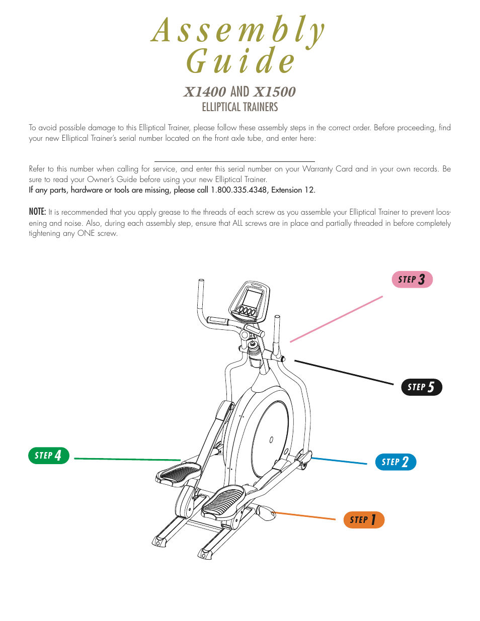 Vision Fitness X1500 User Manual | Page 2 / 10