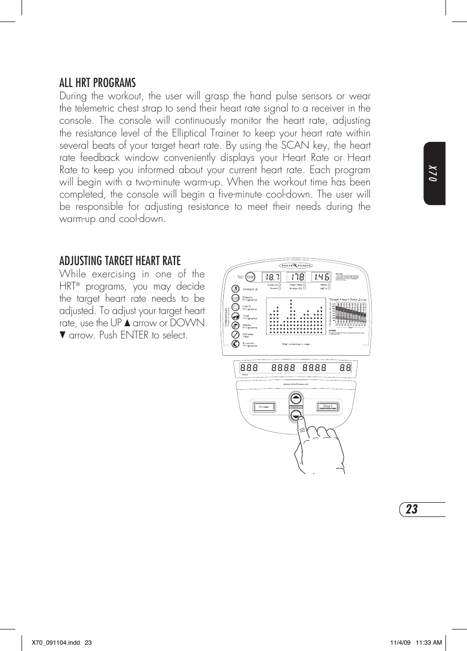 All hrt programs, Adjusting target heart rate | Vision Fitness X70 User Manual | Page 27 / 42