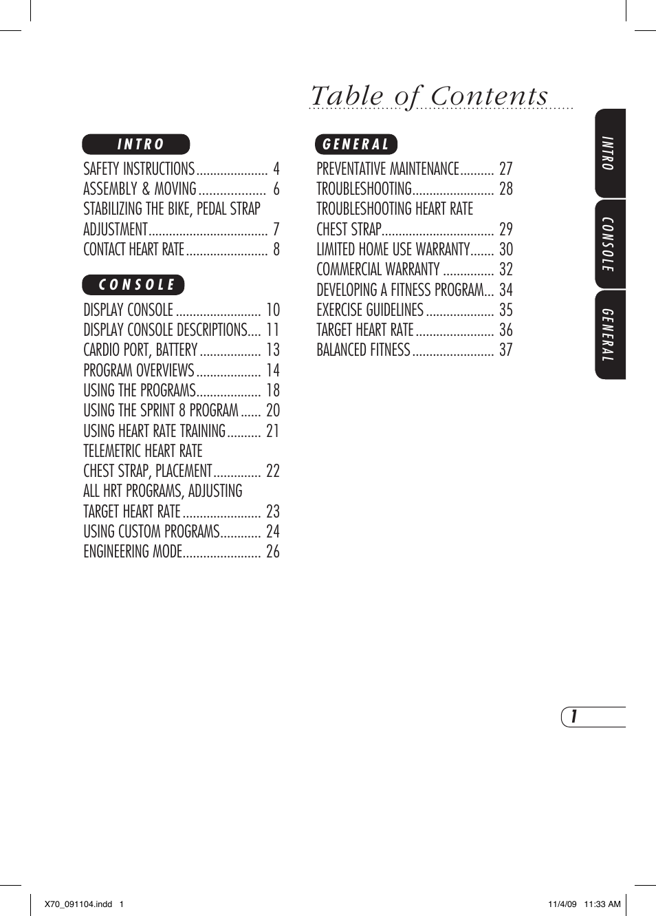 Vision Fitness X70 User Manual | Page 5 / 42