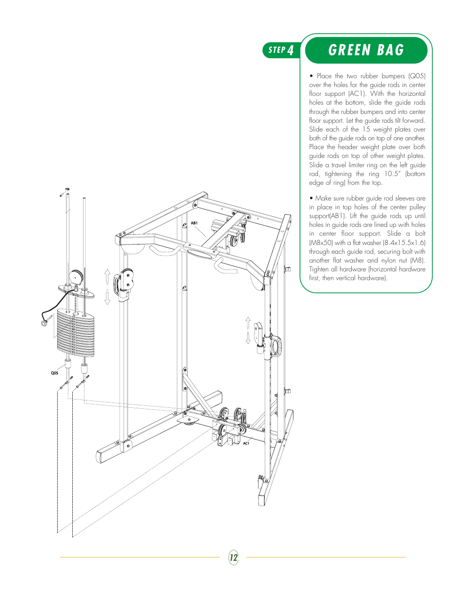 Green bag | Vision Fitness ST700 User Manual | Page 12 / 40