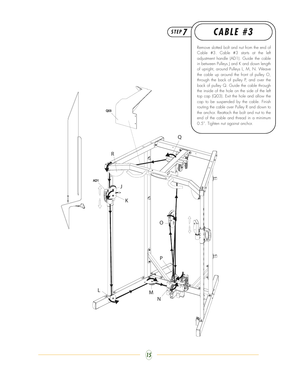 Cable #3 | Vision Fitness ST700 User Manual | Page 15 / 40