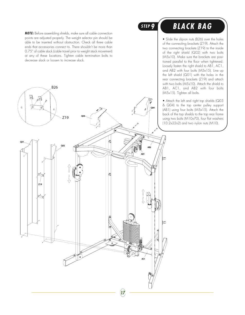 Black bag | Vision Fitness ST700 User Manual | Page 17 / 40