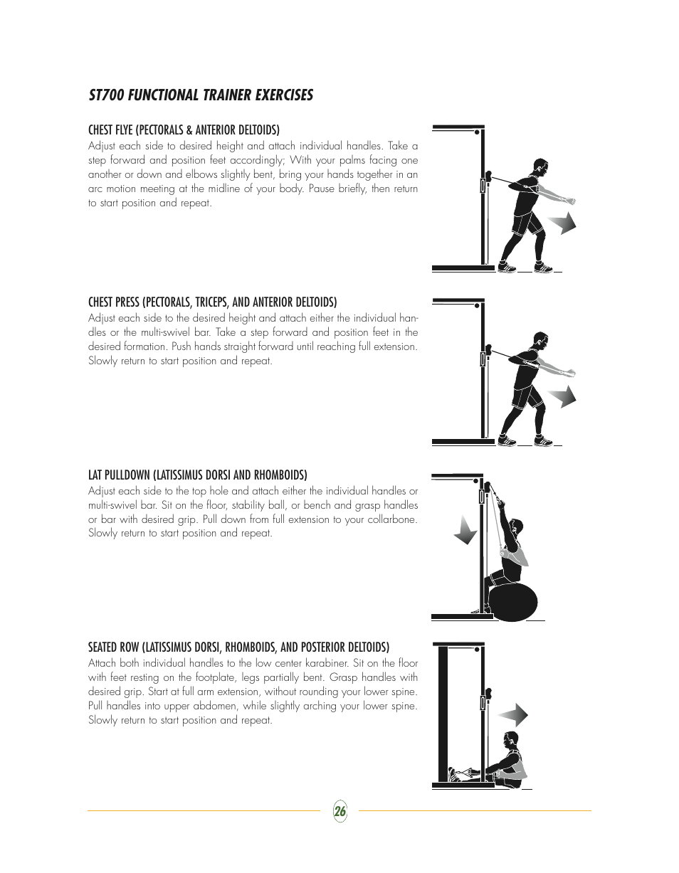 St700 functional trainer exercises | Vision Fitness ST700 User Manual | Page 26 / 40