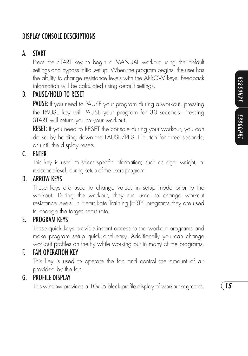 Vision Fitness E3800HRT User Manual | Page 19 / 44