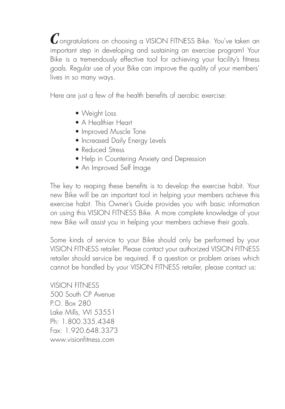 Vision Fitness E3800HRT User Manual | Page 4 / 44