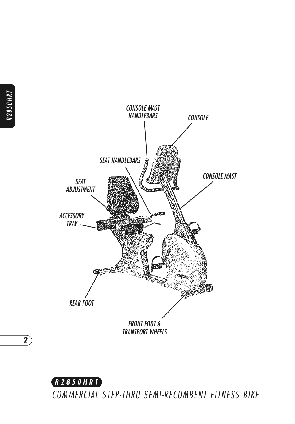 Commercial step-thru semi-recumbent fitness bike | Vision Fitness E3800HRT User Manual | Page 6 / 44