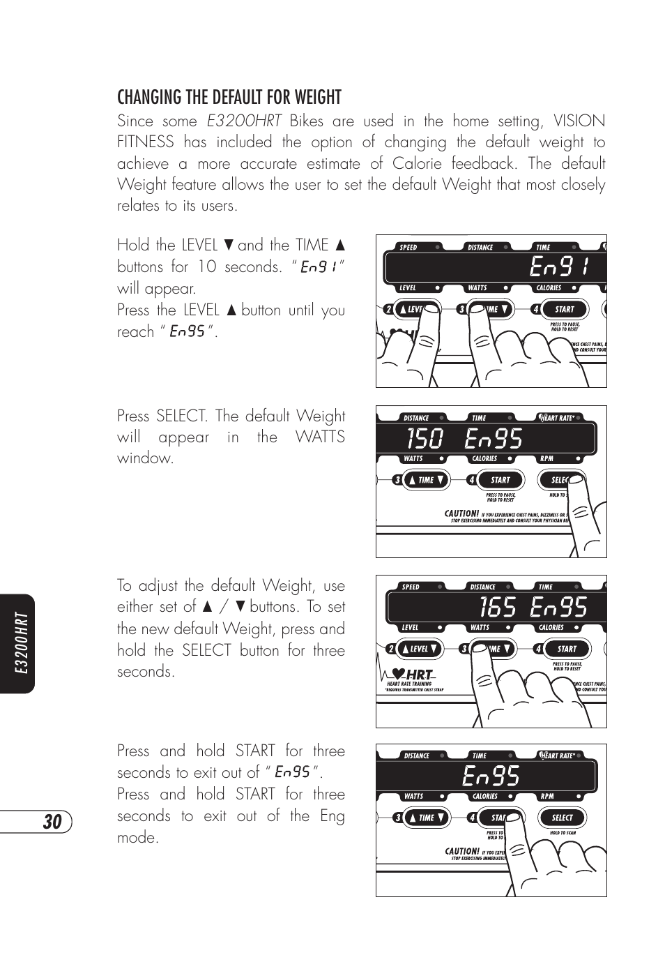 30 changing the default for weight | Vision Fitness E4000 User Manual | Page 34 / 60