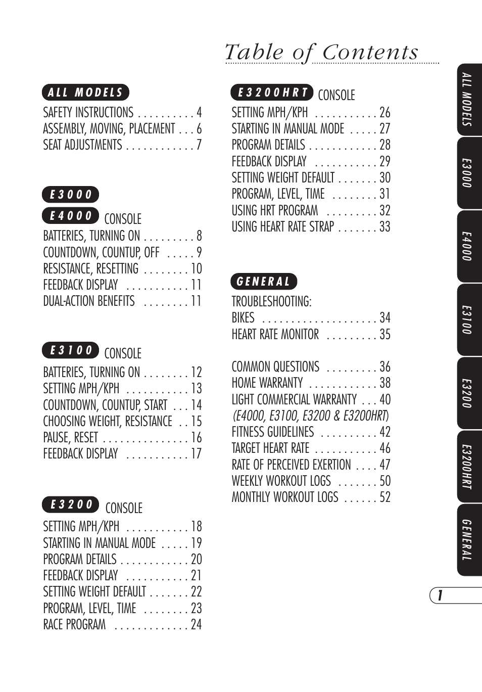 Vision Fitness E4000 User Manual | Page 5 / 60