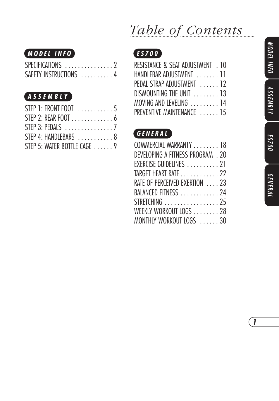 Vision Fitness ES700 User Manual | Page 5 / 36