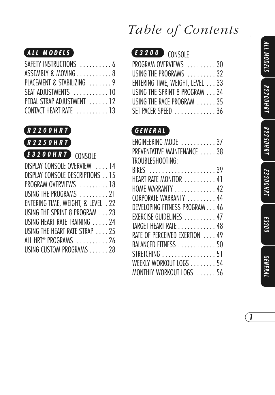 Vision Fitness R2250HRT User Manual | Page 5 / 64