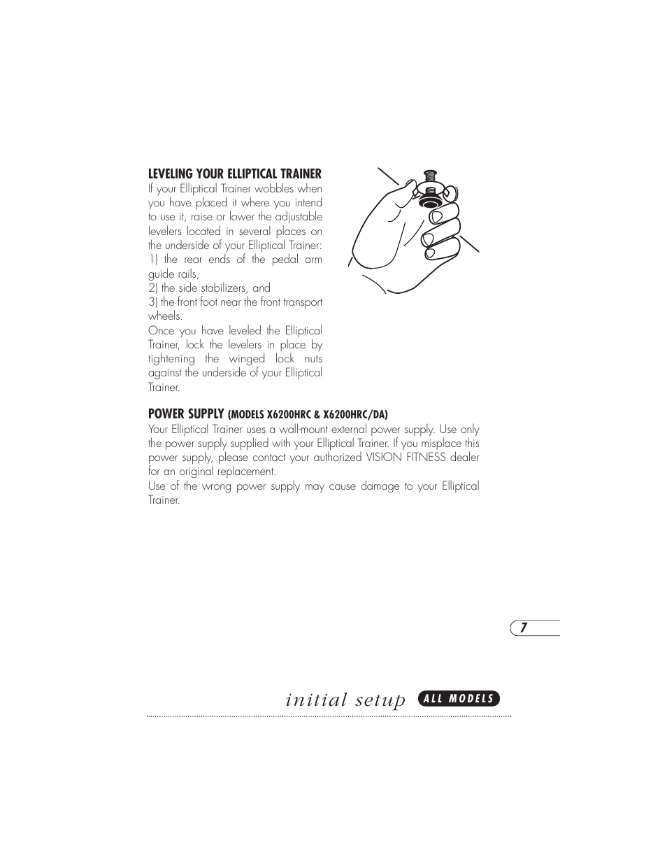 Initial setup | Vision Fitness X6000DA User Manual | Page 11 / 60