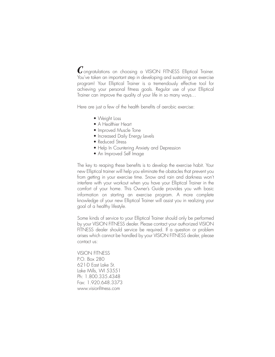 Vision Fitness X6000DA User Manual | Page 4 / 60