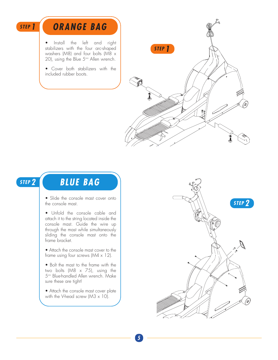 Orange bag, Blue bag | Vision Fitness X6600HRT/DA User Manual | Page 5 / 8