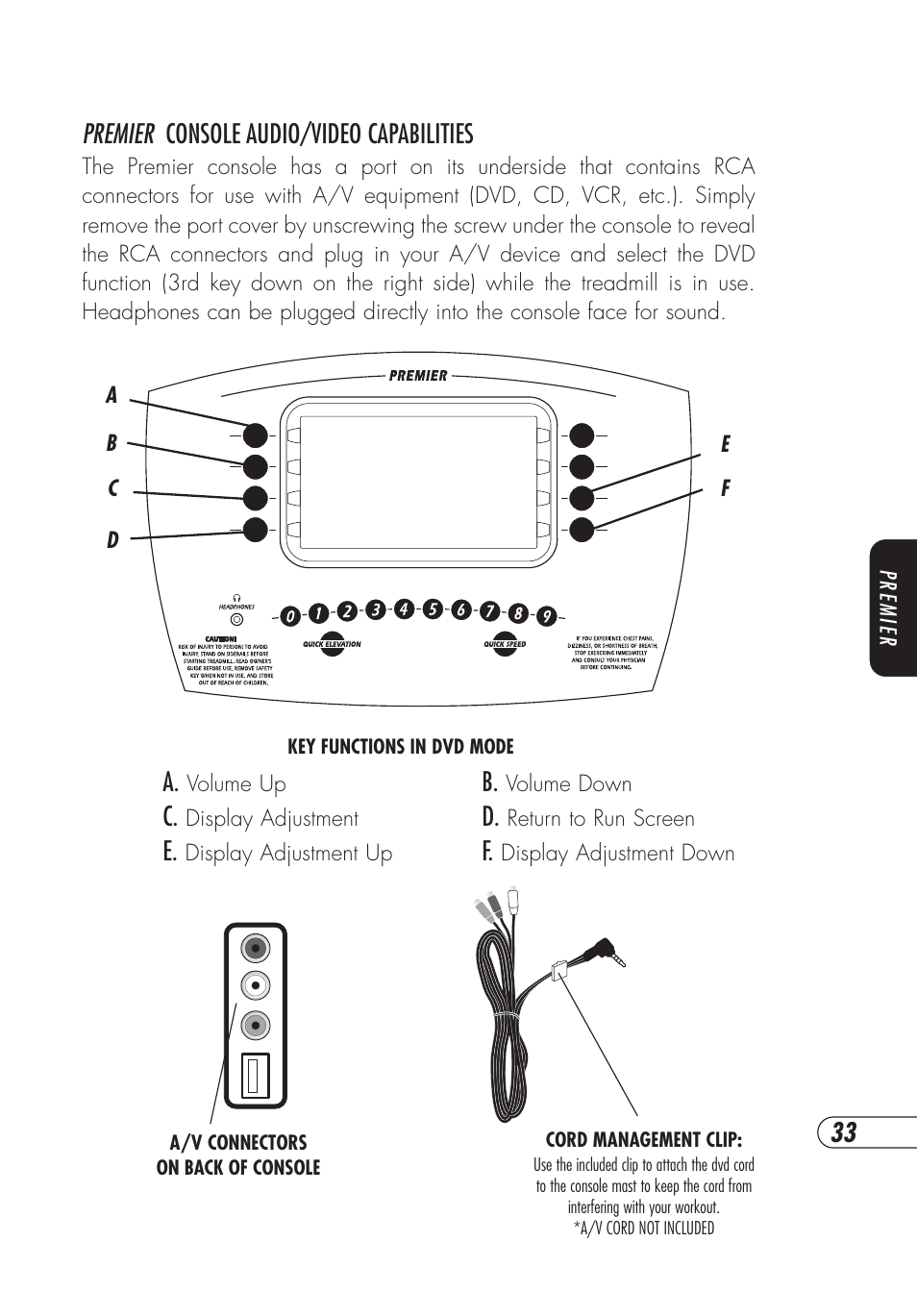 Premier console audio/video capabilities | Vision Fitness TM357 User Manual | Page 37 / 60